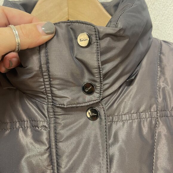 Number Nine Puffer Down Coat Jacket Gray Long Sleeve Stand-up Collar Women Large - Picture 10 of 10